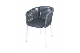 MR1000490 плетеный стул из роупа (серый, белый каркас, подушка Savana Grafit)